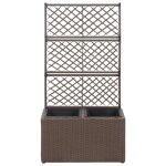 Vidaxl lit surlev treillis 2 pots 58x30x107cm rsine tresse marron