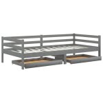 Vidaxl lit avec tiroirs 90x200 cm gris bois de pin massif