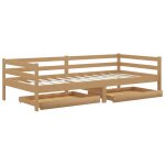 Vidaxl lit avec tiroirs 90x200 cm marron miel bois de pin massif