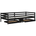Vidaxl lit avec tiroirs 90x200 cm noir bois de pin massif