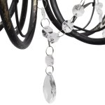 Vidaxl lustre mtal noir style art nouveau + perles crystal 3 x e14 ampoules