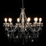 Vidaxl lustre avec perles argent 12 ampoules e14