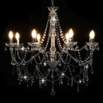 Vidaxl lustre avec perles argent 8 ampoules e14