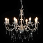 Vidaxl lustre avec perles blanc 8 ampoules e14