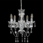 Vidaxl lustre avec perles de cristal argent rond 5 x e14