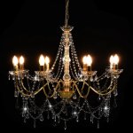 Vidaxl lustre avec perles dor 8 ampoules e14