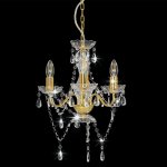 Vidaxl lustre avec perles dor rond 3 x e14