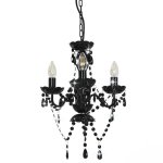 Vidaxl lustre avec perles noir rond 3 x e14