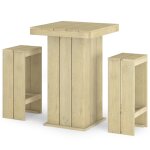 Vidaxl meubles de bar de jardin 3 pcs bois de pin imprgn