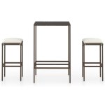 Vidaxl meuble de bar de jardin 3 pcs et coussins r�sine tress�e marron