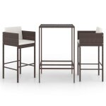 Vidaxl meubles de bar de jardin 3pcs et coussins résine tressée marron Vidaxl meubles de bar de jardin 3pcs et coussins résine tressée marron
