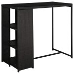 Vidaxl meuble de bar de jardin 5 pcs et coussins rsine tresse noir