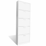 Vidaxl meuble  chaussures en bois avec 5 compartiments blanc