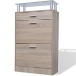 Vidaxl meuble  chaussures avec tiroir et plateau en verre bois aspect chne