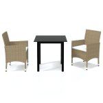 Vidaxl meubles à dîner de jardin et coussins 3 pcs poly rotin beige Vidaxl meubles à dîner de jardin et coussins 3 pcs poly rotin beige