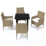 Vidaxl meubles à dîner de jardin et coussins 5 pcs poly rotin beige Vidaxl meubles à dîner de jardin et coussins 5 pcs poly rotin beige