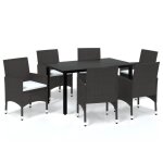 Vidaxl meubles � d�ner de jardin et coussins 7 pcs poly rotin marron