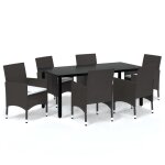 Vidaxl meubles à dîner de jardin et coussins 7 pcs poly rotin marron Vidaxl meubles à dîner de jardin et coussins 7 pcs poly rotin marron