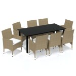 Vidaxl meubles à dîner de jardin et coussins 9 pcs poly rotin beige Vidaxl meubles à dîner de jardin et coussins 9 pcs poly rotin beige