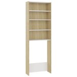 Vidaxl meuble de machine  laver blanc et chne sonoma 64x24x190 cm