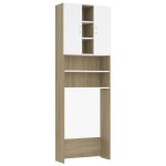 Vidaxl meuble de machine � laver blanc et ch�ne sonoma 64x25, 5x190 cm