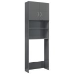 Vidaxl meuble pour machine  laver gris brillant 64 x 25, 5 x 190 cm