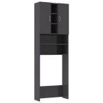 Vidaxl meuble pour machine  laver gris brillant 64x25, 5x190 cm