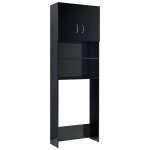 Vidaxl meuble pour machine  laver noir brillant 64 x 25, 5 x 190 cm