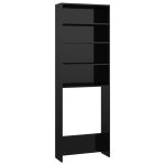 Vidaxl meuble pour machine  laver noir brillant 64x24x190 cm