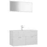 Vidaxl meubles de salle de bain blanc brillant agglomr