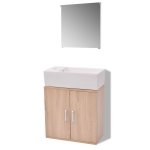 Vidaxl meubles de salle de bains trois pices beige