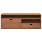 Vidaxl meuble tv 110x30x40 cm bois de teck massif