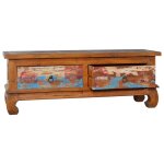 Vidaxl meuble tv 110x35x40 cm bois de teck recycl