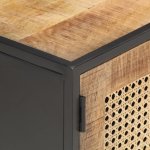 Vidaxl meuble tv 120x30x40 cm bois de manguier brut et canne naturelle