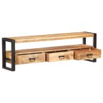 Vidaxl meuble tv 150x30x45 cm bois massif de manguier brut