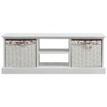 Vidaxl meuble tv avec 2 paniers blanc bois