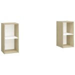 Vidaxl meubles tv 2 pcs blanc et chne sonoma 72x35x36, 5 cm agglomr
