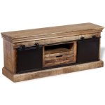 Vidaxl meuble tv avec 2 portes coulissantes bois de manguier massif