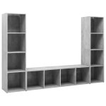 Vidaxl meubles tv 3 pcs gris bton 142, 5x35x36, 5 cm agglomr