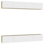 Vidaxl meubles tv 4 pcs blanc et chêne sonoma 100x30x30 cm aggloméré Vidaxl meubles tv 4 pcs blanc et chêne sonoma 100x30x30 cm aggloméré