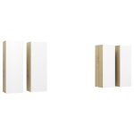 Vidaxl meubles tv 4 pcs blanc et chęne sonoma 30, 5x30x90 cm aggloméré Vidaxl meubles tv 4 pcs blanc et chęne sonoma 30, 5x30x90 cm aggloméré