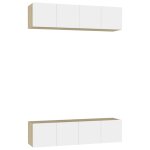 Vidaxl meubles tv 4 pcs blanc et chêne sonoma 60x30x30 cm aggloméré Vidaxl meubles tv 4 pcs blanc et chêne sonoma 60x30x30 cm aggloméré