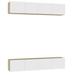 Vidaxl meubles tv 4 pcs blanc et chêne sonoma 80x30x30 cm aggloméré Vidaxl meubles tv 4 pcs blanc et chêne sonoma 80x30x30 cm aggloméré
