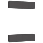 Vidaxl meubles tv 4 pcs gris 60x30x30 cm agglomr