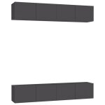 Vidaxl meubles tv 4 pcs gris 80x30x30 cm agglomr