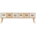 Vidaxl meuble tv avec 6 tiroirs 130 x 30 x 40 cm bois de pin massif