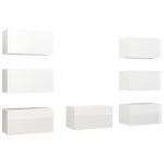 Vidaxl meubles tv 7 pcs blanc brillant 30, 5x30x60 cm agglom�r�
