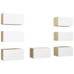 Vidaxl meubles tv 7 pcs blanc et chęne sonoma 30, 5x30x60 cm aggloméré Vidaxl meubles tv 7 pcs blanc et chęne sonoma 30, 5x30x60 cm aggloméré