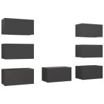 Vidaxl meubles tv 7 pcs gris 30, 5x30x60 cm agglomr