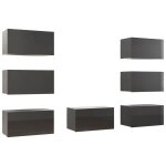 Vidaxl meubles tv 7 pcs gris brillant 30, 5x30x60 cm agglomr
